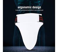 Generic Protège-aine en Cuir PU pour Hommes, Haute durabilité, Protection D'entrejambe pour Taekwondo, Boxe, karaté Sanda, Blanc, Plusieurs Tailles (XL)