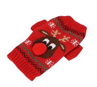 Generic Pull Bonhomme de Neige de Noël pour Chien Chaud et Mignon, Tissu en Fibre Acrylique, Parfait pour Les Chiens de Petite et Moyenne Taille, Idéal pour Noël ou Les Tenues de Les Jours (Rouge)