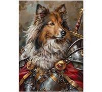 Generic Puzzle 300/500/1000 pièces - Portrait de chevalier des Shetland - Cadeau pour propriétaire de chien de berger des Shetland (1 000 pièces (50 x 75 cm), bleu