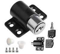 Generic R9CP Lot de 2 serrures de porte coulissante, serrure de sécurité pour porte et fenêtre, sécurité pour enfants, serrure à boulon, serrure à cylindre à pression, même lliage de zinc noir