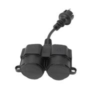 Generic Rallonge et Séparateur de Cordon d'alimentation 16A, Câble Court en Forme de Y avec Couvercle Anti-poussière à Charnière pour Extérieur et Intérieur en PVC Noir (Prise UE)