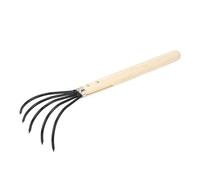 Generic Râteau à Main 5 Dents avec Manche Ergonomique en Bois pour Cultiver et Aérer la Terre du Jardin 1 unité (Longue poignée)