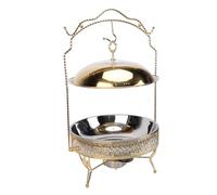 Generic Réchaud en Acier Inoxydable de 8 L, Ensemble de Réchaud Rond, Chauffe-plats pour Buffet avec Couvercle Suspendu, Idéal pour les Mariages, les Buffets, les Fêtes d'anniversaire, les