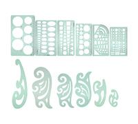 Generic Règle de Modèle de Dessin Multifonctionnelle, Règle de Brouillon en Plastique Durable pour les Dessins Géométriques, Adaptée aux études Scolaires, 12 Pièces