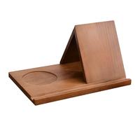 Generic Repose-livres triangulaire en bois sculpté hibou, porte-gobelet intégré, dimensions 27 x 18 x 15 cm, idéal pour organiser des livres, des tablettes et des téléphones