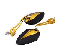 Generic Rétroviseur de Moto en Alliage d'aluminium et Coque en Plastique Dur, Vue Grand Angle Ultra Claire, Ajustement Universel pour Motos et Scooters (YELLOW)