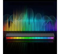 Generic RGB Sound Control Rhythm Lights 32 LED 18 Colors Audio Spectrum Mode 5 Levels of Speed 4 Levels of Brightness Type-C USB Portable Voice Activated Atmosphere Light for Car (3 PCS)