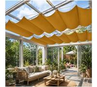 Generic Rideau de Véranda Rétractable 200x600cm Toldo Voile Solaire en Vague avec Cordon en Polyester,Premium 230g/m² Toile Oxford Étanche,Protection Thermique pour Grande Verrière,Jaune