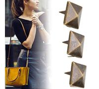Generic Rivets Pyramidaux Punk en Laiton, 4 Goujons Métalliques à Griffes pour Chaussures en Cuir, 100 Pièces, Rivets de Décoration Dorés de 10mm pour Sac à Main et Vêtements de Bricolage (bronze