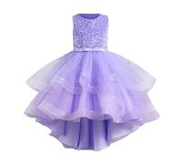 Generic Robe de mariage en tulle avec paillettes pour filles - Robe de tutu élégante à plis - Robe de fête pour enfant - Robe de cérémonie - Anniversaire - Sans manches - Jupe courte tendance et