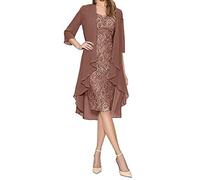 Generic Robes De Mariage Grande Taille Robe De Soiree Mousseline Manches Longues Cocktail Dress Femmes Chic Et Glamour Dentelle Dresses Cardigan Ensemble 2pcs Chic Elegante Robe Imprimé
