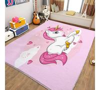 Generic Rose Tapis 120 x 170cm Licorne de Dessin animé Tapis Antidérapant, Doux Durable à Poil Court Tapis Salon, Tapis Lavable en Machine - pour Salon Chambre Salle à Manger