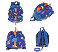 Generic Sac à Dos de sécurité pour bébé, Mignon Dinosaure de Dessin animé, Sac Durable Anti-perte pour Tout-petits, pour L'école et les Voyages, Matériau Oxford de Haute qualité (bleu foncé)