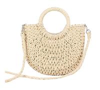Generic Sac à Main en Paille Tressée à La Main pour Femme, avec Poignée Supérieure, Poche Intérieure, en Polyester, Fermeture à Cordon, Pratique et Idéal