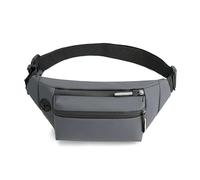 Generic Sac banane imperméable en cuir synthétique noir, 31,8 x 5,8 x 12,9 cm, style holographique moderne, sac à bandoulière résistant à l'eau pour voyage, sport, extérieur, gris, 12.5X2.3X4.7Inch