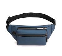 Generic Sac banane imperméable en cuir synthétique noir, 31,8 x 5,8 x 12,9 cm, style holographique moderne, sac à bandoulière résistant à l'eau pour voyage, sport, extérieur, bleu, 12.5X2.3X4.7Inch
