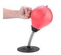 Generic Sac de Boxe de Bureau Anti-Stress, Balle de Vitesse de Frappe, pour la Maison ou Le Bureau, Surface en PU, Pompe à Ressort Solide, Base D'aspiration (Rouge)