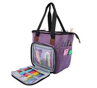 Generic Sac de Rangement pour Tricot, Sac de Rangement Durable à Plusieurs Compartiments, Organisateur de Fil au Crochet pour les Travaux de Couture, Violet, 1 Paquet pour les Amateurs de Tricot