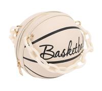 Generic Sac en Forme de Basket-ball, Sac à Fermeture éclair à Glissière en Cuir Mi Jolie pour Femmes (WHITE)