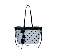 Generic Sac fourre-tout en toile à pois pour femme | Sac à main multi-transport avec poches intérieures spacieuses, convient aux sacs d'école pour tablette de 14"