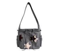Generic Sacs à main pour femme - Sac à bandoulière mignon en toile - Motif étoile kawaii - Joli sac fourre-tout esthétique - Petit sac à bandoulière pour femme, gris, Taille unique, 6AXbS1H8J