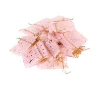 Generic Sacs en Organza Rose avec Cordon de Serrage, Sacs Cadeaux Lune et étoile pour les Célébrations de Noël, Cadeaux de Fête, 100 Pièces