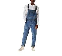 Generic Salopette de travail en jean pour homme : Salopette de type bib décontractée rétro de combat cargo en denim avec plusieurs poches, vêtements de travail, pantalons, taille S, couleur Bleu