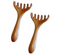 Generic Sandalwood Gua Sha Massager | 2pcs Double Heads Stracing Massage Peigt Meridian Tool | Corps de corps portable SCRACKER POUR CORPS NOUCHE FACE | Brosse de cheveux de cuir chevelu de tête manue