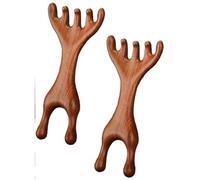 Generic Sandalwood Gua Sha Massager | 2pcs Double Heads Stracing Massage Peigt Meridian Tool | Corps de corps portable SCRACKER POUR CORPS NOUCHE FACE | Brosse de cheveux de cuir chevelu de tête manue
