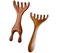 Generic Sandalwood Gua Sha Massager | 2pcs Double Heads Stracing Massage Peigt Meridian Tool | Corps de corps portable SCRACKER POUR CORPS NOUCHE FACE | Brosse de cheveux de cuir chevelu de tête manue