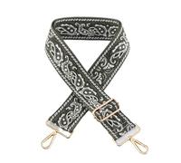 Generic Sangle croisée à une seule épaule de 5 cm de large, sangle réglable avec motif jacquard, sangle pour sac à main, bandoulière rayée tout-en-un, Kj172-a14, Ash Black