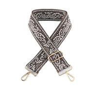 Generic Sangle croisée à une seule épaule de 5 cm de large, sangle réglable avec motif jacquard, sangle pour sac à main, bandoulière rayée tout-en-un, Kj172-a13, Ash Black