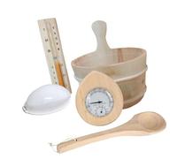 Generic Sauna Ensemble Ensemble Accessoires Sauna Seau Bois Louche Sablier Thermomètre Fonction Portable Lampe Fabrication Main Matériau Bois Adapté Salon