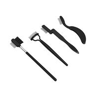Generic Séparateur de Cils et Sourcils Portable en Acier Inoxydable, Brosse de Toilettage Combinée, Facile à Nettoyer, Ensemble de 4 Pièces pour Maquilleurs