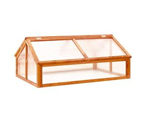 Generic Serre en Bois Marron 114x80x50 Cm avec Bois de Sapin, Protection Contre Le Gel pour Plantes, Serre de Jardin D'herbes Aromatiques Extérieure, Grand Espace pour Légumes et Fleurs, (Brun)