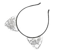Generic Serre-tête Oreilles de Chat à Paillettes, Cerceaux de Cheveux Brillants pour Décoration de Fête pour Femmes, Usage Quotidien, Matériau en Fer 5,5 X 2,4 Pouces (SILVER)
