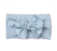 generic Serre-tête pour bébé fille avec nœud côtelé solide - Bandeau pour nouveau-né (bleu clair, taille unique)
