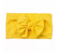 generic Serre-tête pour bébé fille avec nœud côtelé solide - Bandeau pour nouveau-né - Jaune - Taille unique