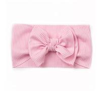 generic Serre-tête pour bébé fille avec nœud côtelé solide - Bandeau pour nouveau-né (rose, taille unique)
