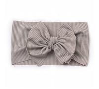 generic Serre-tête pour bébé fille - Nœud nervuré solide - Bandeau pour nouveau-né - Gris - Taille unique