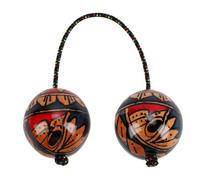 Generic Shaker Kashaka en Bois, Instrument de Percussion à Main à Double Boule, Shaker de Rythme Portable pour la Pratique de la Performance (Boule peinte à la main)