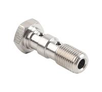 Generic SIKUAI Double Boulon Banjo 3/8 x 24 UNF Raccords AN3 40 mm Adaptateur de frein en acier inoxydable argenté pour moto de course moto universelle 1 pièce