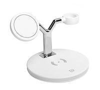 Generic Station de Charge sans Fil 3 en 1, Support de Chargeur Magnétique 15 W pour écouteurs Watch, Lumière Ambiante Colorée pour Usage Domestique et Bureau, ABS + Alliage de Zinc