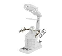 Generic Station de Soudage, Soudure Support de Fer à Souder Stand en Fer Station de Soudure à Main USB Souder en de Travail en avec 3x / 4,5x / 25x Loupe Loup Lights Clips de Planche (WHITE)