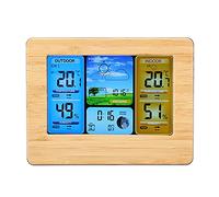 Generic Station Météo Numérique Fil, Thermomètre Intérieur et Extérieur, Horloge pour le Bureau à Domicile, Affichage de la Date et de L'heure avec Phase de Lune et 6 Prévisions (Neutre - jaune)