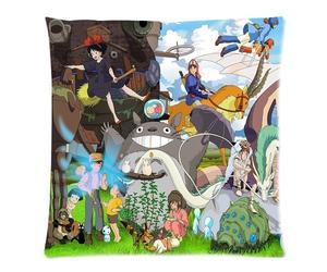 Generic Studio Ghibli Character Theme Custom Zippered Square Cushion Cover Pillow Cases Standard Size 18x18 (Twin sides)