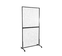 Generic Support d'affichage en métal de noir de mur de maille de grille avec des roues - support d'affichage portatif de grille d'achats de panneau de vente au
