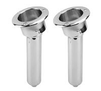 Generic Support de Canne à Pêche pour Bateau, en Acier Inoxydable Robuste, avec Support de Verre pour Yacht et Bateau, Haut de 78mm, Base de 40mm (15 degrés)