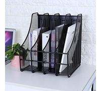 Generic Support de Classement en Métal pour Bureau, Maison, école, Support Vertical Durable, 4 Emplacements pour Livres et Magazines, Design Peu Encombrant - Noir, Taille 28 X 34,5 X 35 cm.
