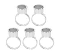 Generic Support de Tatouage Réglable en Acier Inoxydable, Anneau D'encre pour Microblading, 5 Pièces, pour Techniciens de Cils (SILVER)